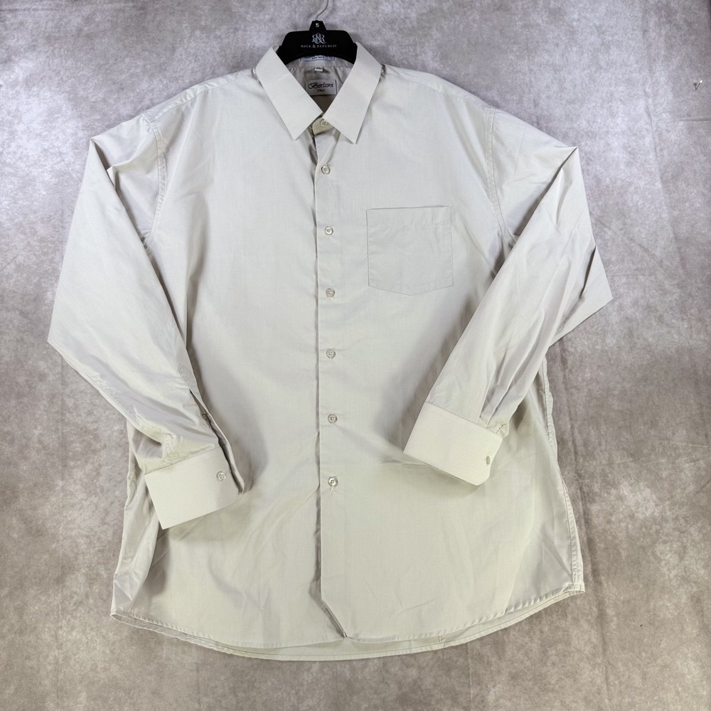 Berlioni Italy Dress Shirt Men 2XL‎ 18/18.5 Gray Formal Wedding Classic Business